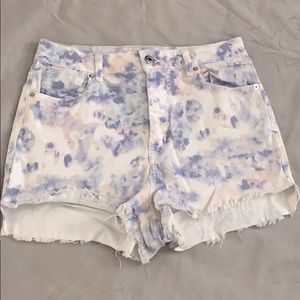 Pastel tie dye high waisted shorts
